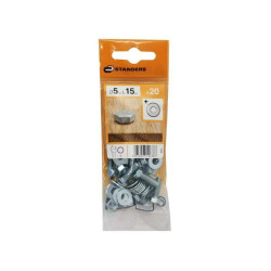  Lot de 20 boulons tête 6 pans acier zingué l.15 x diamètre 5 mm  Standers STANDERS - Sanifer Tamatave