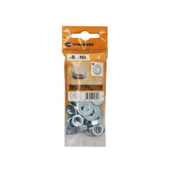  Lot de 4 boulons tête 6 pans acier zingué l.60 x diamètre 8 mm  Standers STANDERS - Sanifer Tamatave
