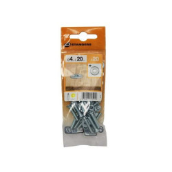  Lot de 20 boulons tête autofraisée plate acier zingué l.20 x diamètre 4 mm  Standers STANDERS - Sanifer Tamatave