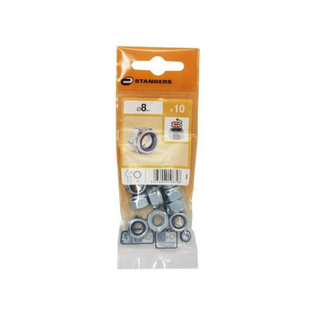  Lot de 10 écrous 6 pans acier diamètre 8 mm  Standers STANDERS - Sanifer Tamatave