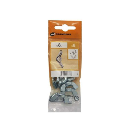  Lot de 6 écrous oreilles acier diamètre 8 mm  Standers STANDERS - Sanifer Tamatave