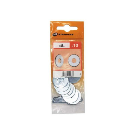  Lot de 10 rondelles acier carbone zingué diamètre 8.4 mm  Standers STANDERS - Sanifer Tamatave