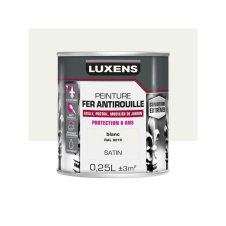  Peinture fer et antirouille extérieur blanc satiné 0 25 l LUXENS - Sanifer Tamatave