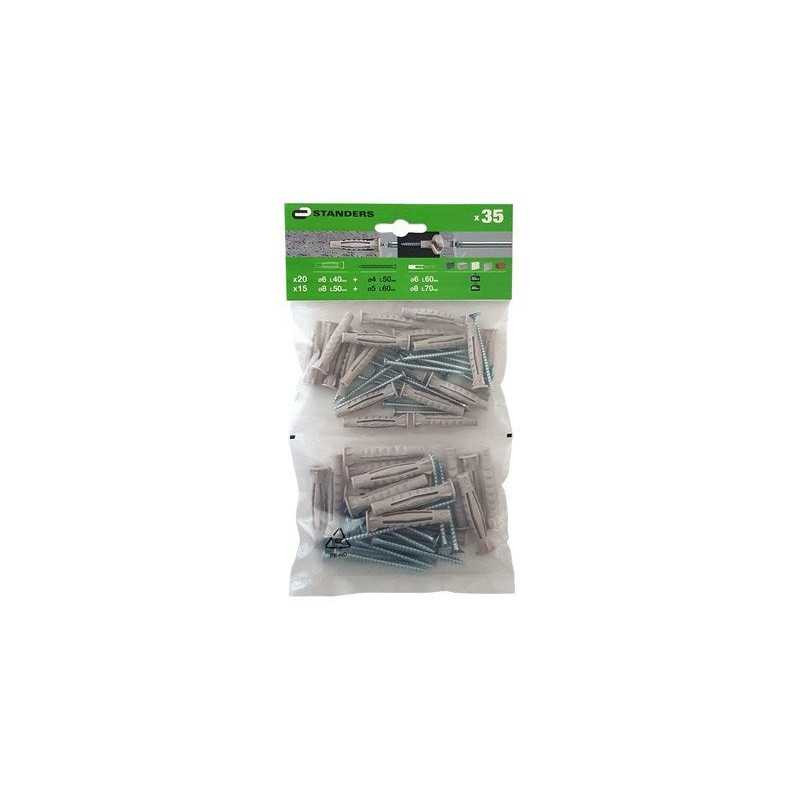  Lot de 35 chevilles à expansion diamètre 6 8 et 10 mm x l.40 mm Standers STANDERS - Sanifer Tamatave