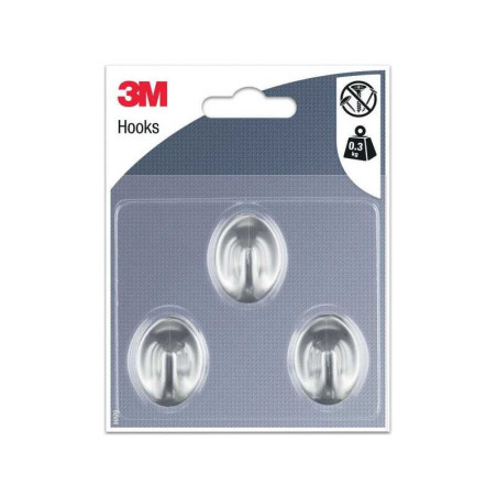  Lot de 3 crochets adhésif 3m argent 0 3 kg 3M - Sanifer Tamatave