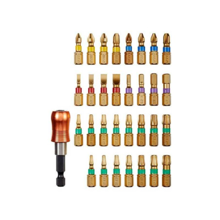  Lot de 31 embouts de vissage torsion assortis pro + porte-embout Dexter DEXTER PRO - Sanifer Tamatave