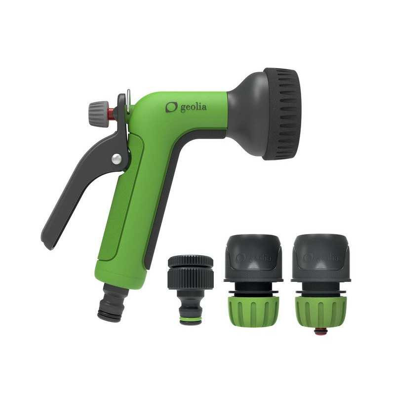  Set pistolet d'arrosage réglable 8 jets + 2 raccords 12 5-15 mm Geolia GEOLIA - Sanifer Tamatave