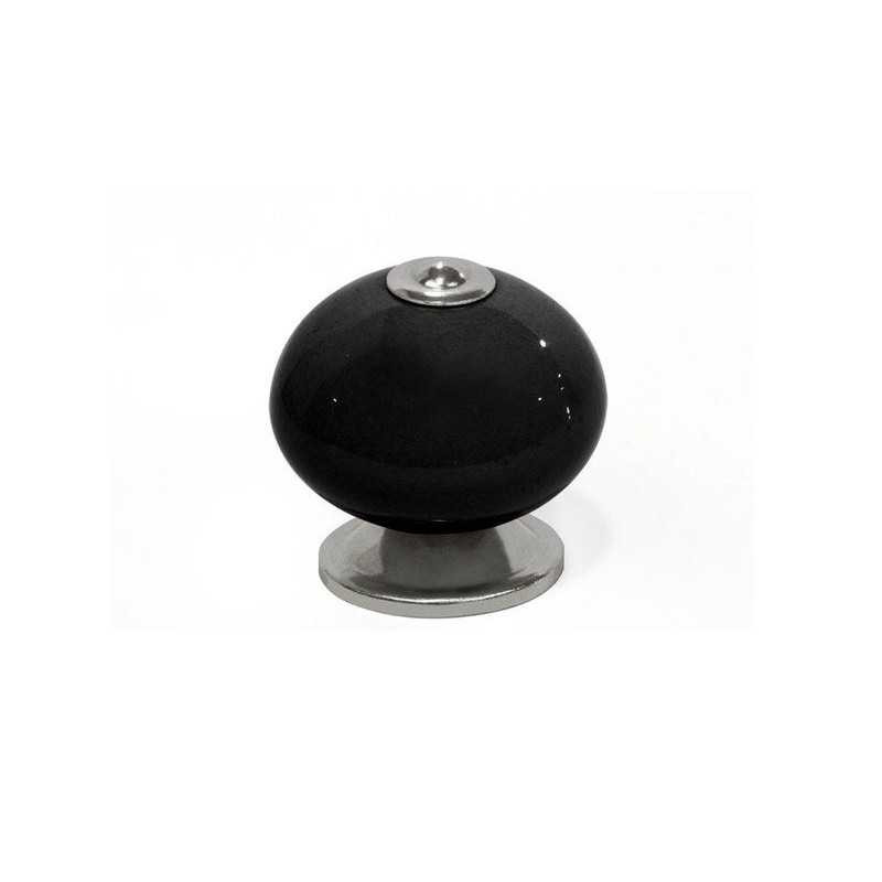  Bouton de meuble boule noir porcelaine h 38 x l 40 x p 40 mm REI - Sanifer Tamatave