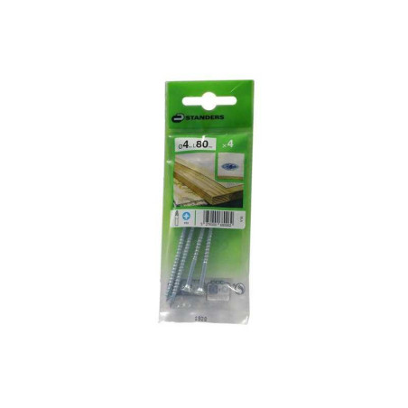  Lot de 4 vis acier tête fraisée diamètre 4 mm x l.80 mm Standers STANDERS - Sanifer Tamatave