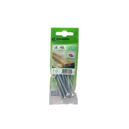 Lot de 15 vis acier tête ronde diamètre 5 mm x l.40 mm Standers STANDERS - Sanifer Tamatave