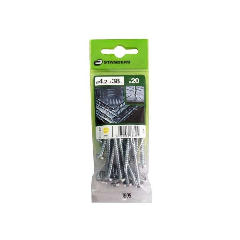  Lot de 20 vis autoperceuse acier tête fraisée phillips x l.38 mm Standers STANDERS - Sanifer Tamatave
