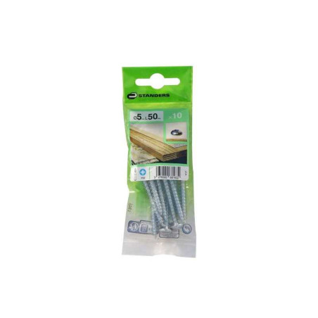  Lot de 10 vis acier tête ronde diamètre 5 mm x l.50 mm Standers STANDERS - Sanifer Tamatave