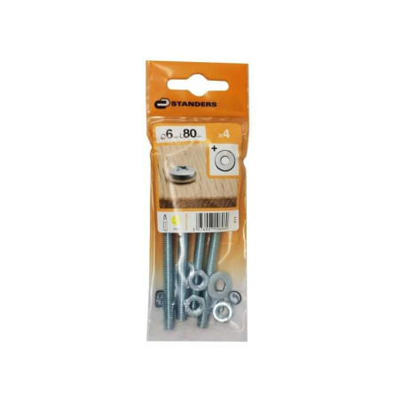  Lot de 4 boulons tête cylindrique acier zingué l 80 x diamètre 6 mm STANDERS - Sanifer Tamatave