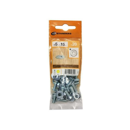  Lot de 20 boulons tête autofraisée plate acier zingué l 15 x diamètre 5 STANDERS - Sanifer Tamatave