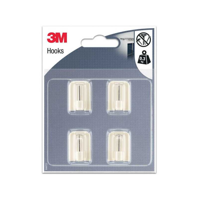  Lot de 4 crochets adhésif 3m blanc  - Sanifer Tamatave
