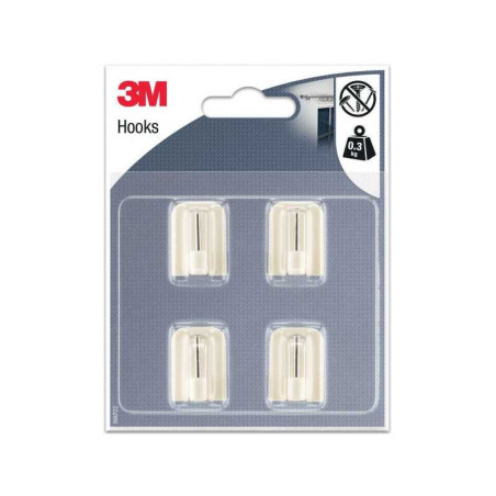  Lot de 4 crochets adhésif 3m blanc  - Sanifer Tamatave