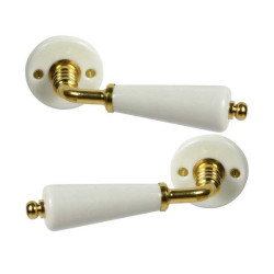  2 poignées sur rosace porcelaine  porcelaine de limoges laitonné sans tr Inspire  - Sanifer Tamatave