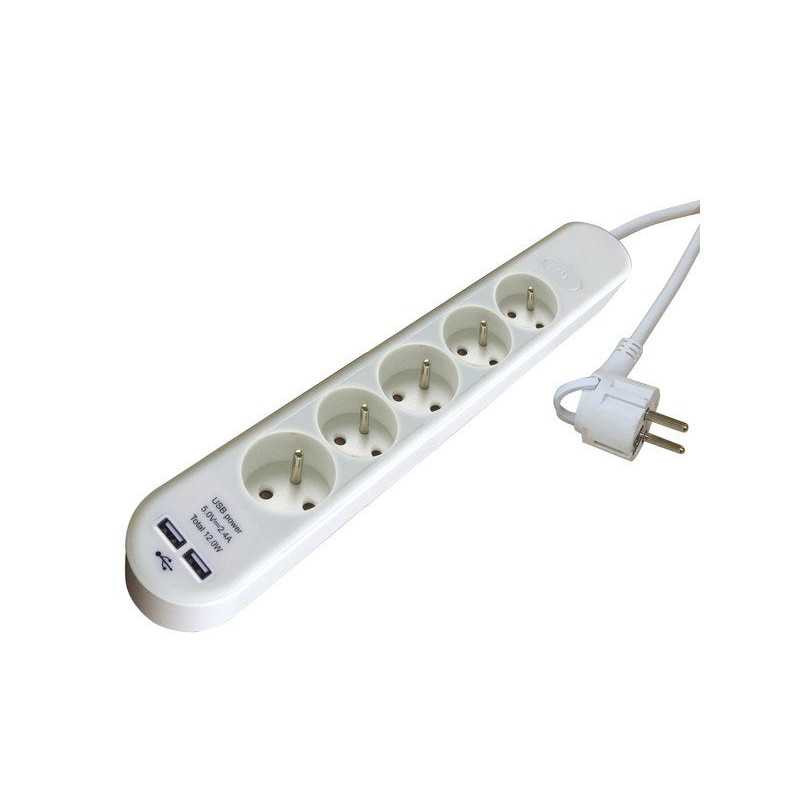  Multiprise usb filaire 5 prises blanc 1 5m lexman  - Sanifer Tamatave