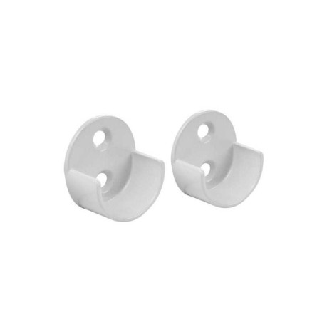  Lot de 2 support de barre de penderie d25 mm rond blanc 30 m  - Sanifer Tamatave