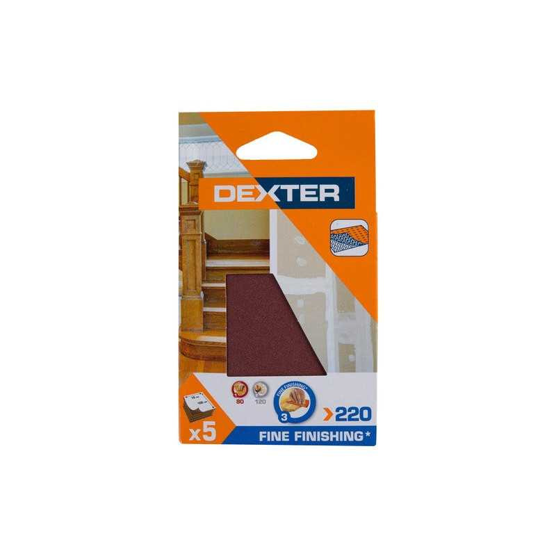  Lot de 5 feuilles abrasives pour ponceuse à bande grains 220 Dexter  - Sanifer Tamatave