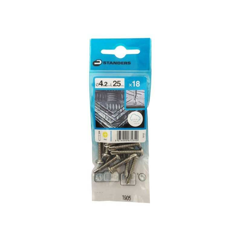  Lot de 18 vis autoperceuse inox tête ronde phillips x l 25 mm STANDERS - Sanifer Tamatave