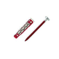  Lot de 12 chevilles et vis couleur red head diamètre 6 mm x l 37 mm  - Sanifer Tamatave