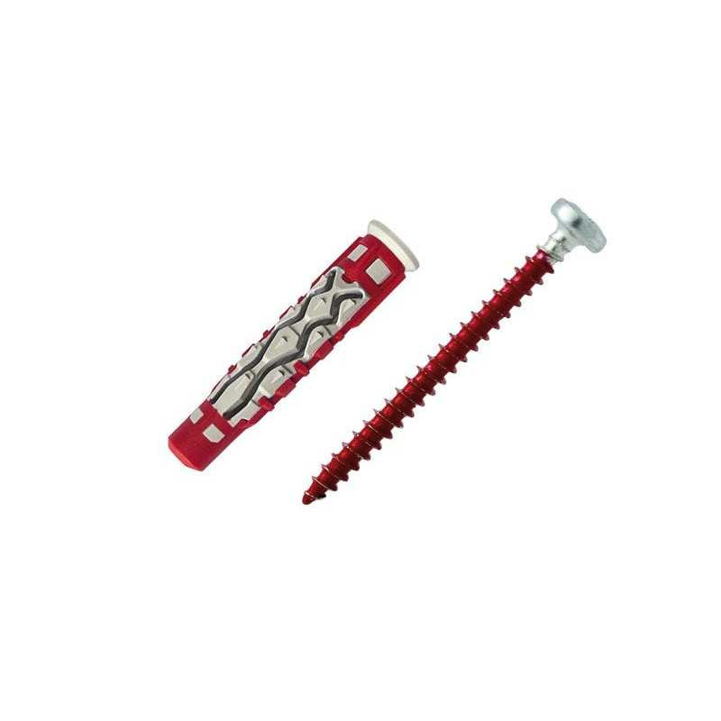  Lot de 12 chevilles et vis couleur red head diamètre 6 mm x l 37 mm  - Sanifer Tamatave