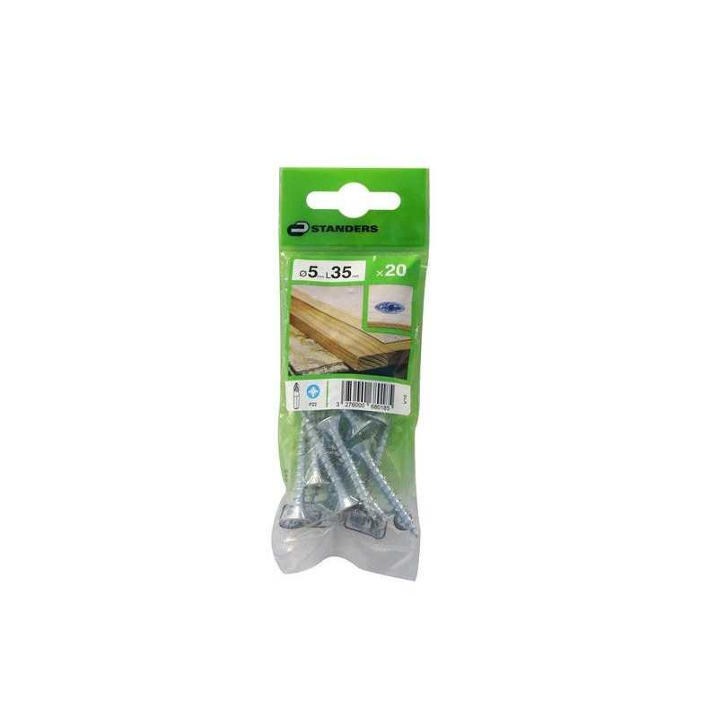  Lot de 20 vis acier t?te frais?e diamètre 5 mm x l.35 mm Standers  - Sanifer Tamatave