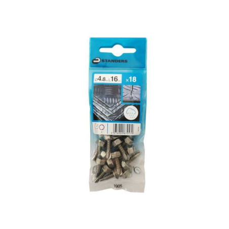  Lot de 18 vis auto perceuse inox hexagonal hexagonal x l.16 mm Standers  - Sanifer Tamatave