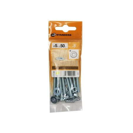  Lot de 8 boulons tête autofraisée plate acier zingué l 50  - Sanifer Tamatave