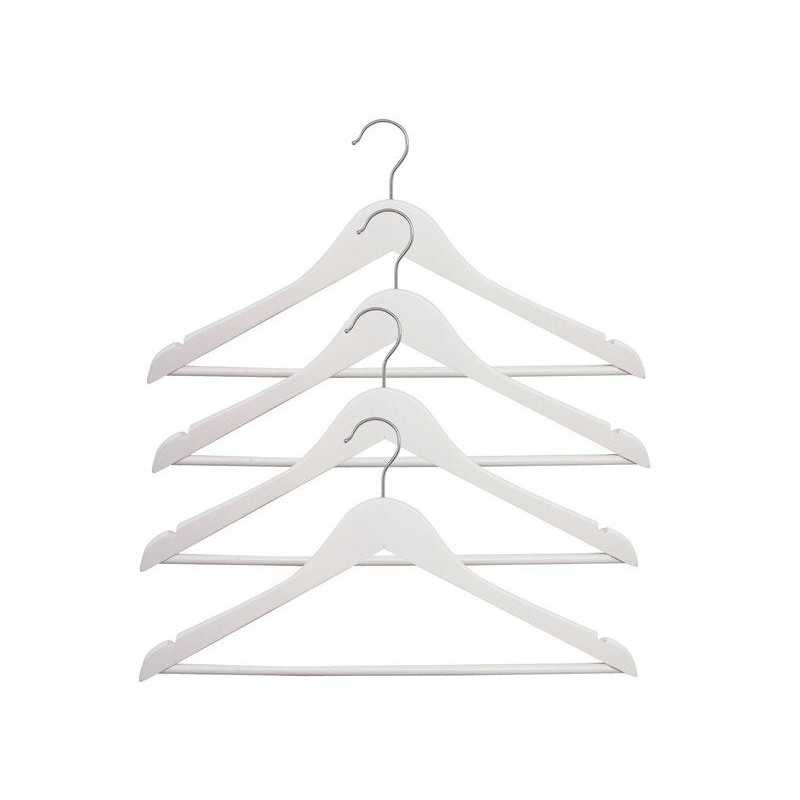  Lot de 4 lot de 4 cintres spaceo bois et acier blanc h 23 x l 44 5 x p 4 8 cm SPACEO - Sanifer Tamatave