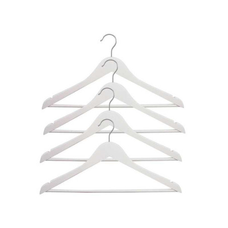  Lot de 4 lot de 4 cintres spaceo bois et acier blanc h 23 x l 44 5 x p 4 8 cm SPACEO - Sanifer Tamatave