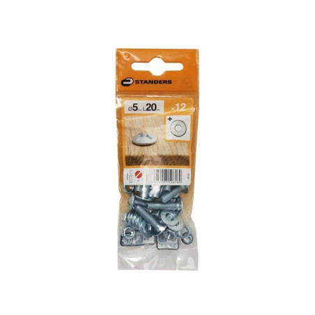  Lot de 12 boulons tête ronde acier zingué l 20 x diamètre 5 mm STANDERS - Sanifer Tamatave