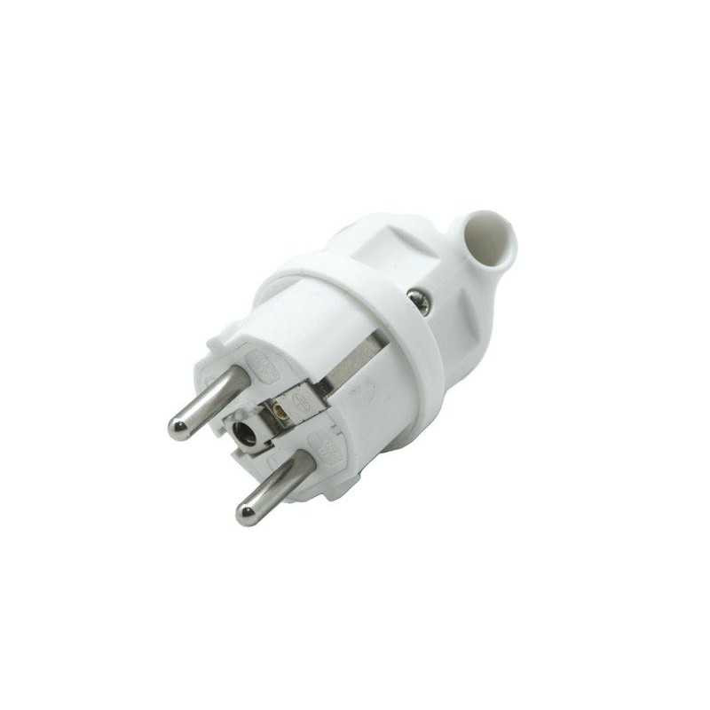  Fiche électrique mâle 2 pôles + terre connexion sur le côté 16 a blanc  - Sanifer Tamatave