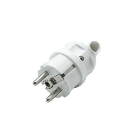  Fiche électrique mâle 2 pôles + terre connexion sur le côté 16 a blanc  - Sanifer Tamatave