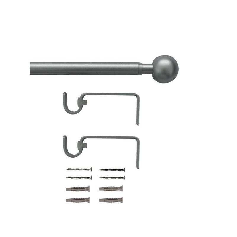 Kit de tringle à rideau ball diamètre 16 mm argent 120-210 cm  - Sanifer Tamatave