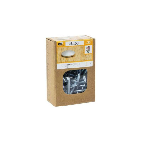  Lot de 35boulons tête ronde et cou carré acier zingué l.50  Standers  - Sanifer Tamatave