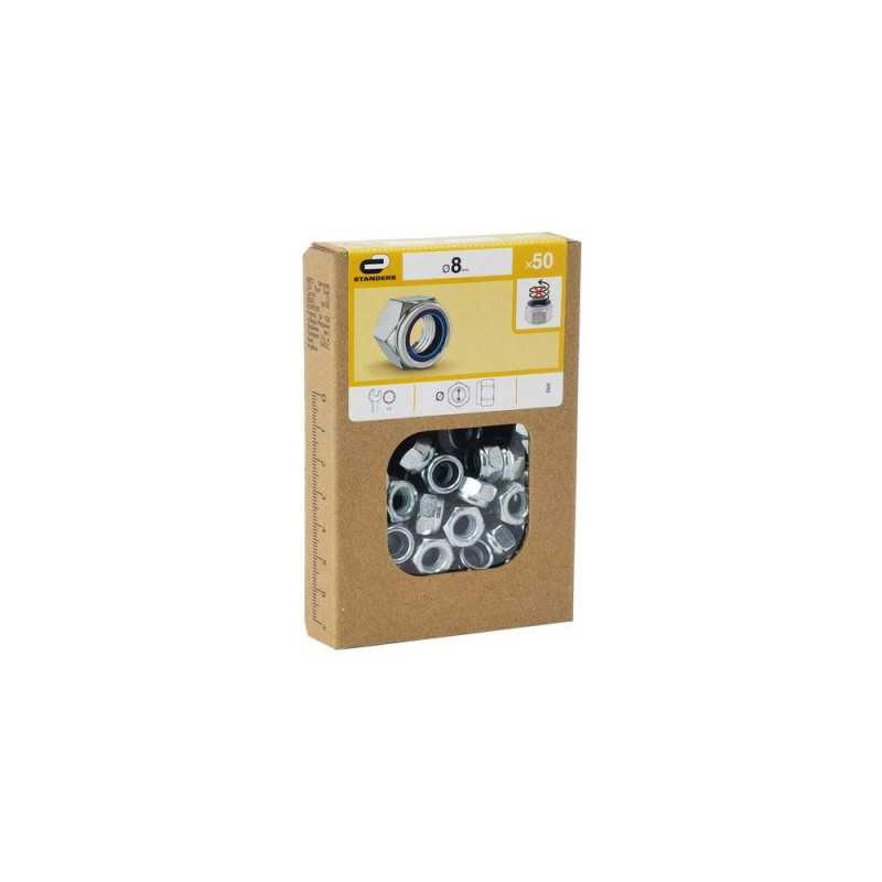  Lot de 50 écrous 6 pans acier diamètre 8 mm  Standers  - Sanifer Tamatave