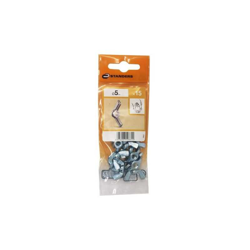  Lot de 15 écrous oreilles acier diamètre 5 mm  Standers  - Sanifer Tamatave