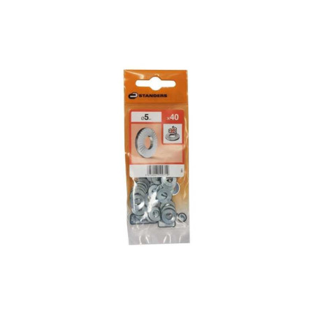  Lot de 40 rondelles acier carbone zingué diamètre 5.1 mm  Standers  - Sanifer Tamatave