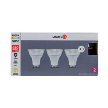  Lot de 3 ampoules led réflecteur gu10 450 lm 50 w blanc neutre LEXMAN - Sanifer Tamatave