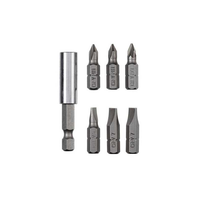  Lot de 6 embouts de vissage 25 mm pz1-ph1-sl5-sl7+ porte-embout  - Sanifer Tamatave