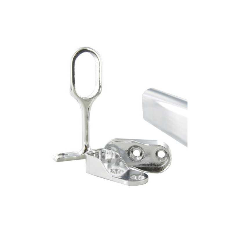  Kit barre de penderie et supports chromé 1 m diamètre 30 x 15 mm ovale  - Sanifer Tamatave