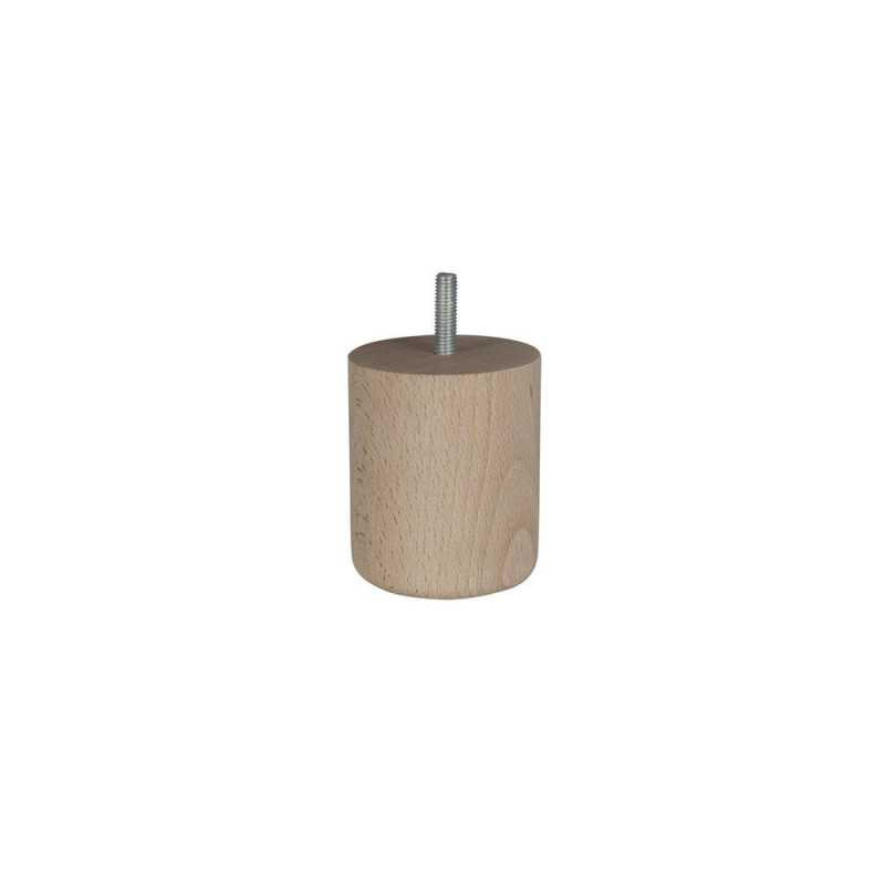  Pied de meuble cylindrique fixe hê tre brut blanc - beige - naturels 8 cm  - Sanifer Tamatave