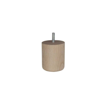  Pied de meuble cylindrique fixe hê tre brut blanc - beige - naturels 8 cm  - Sanifer Tamatave