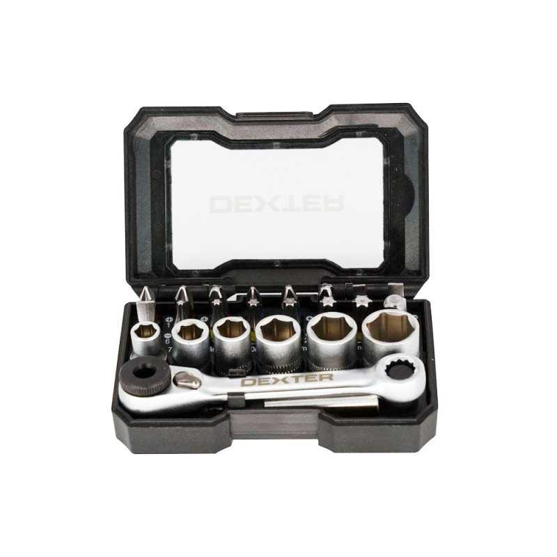  Coffret de douilles 6 pans+mini-cliquet+embout en acier chrome vanadium Dexter  - Sanifer Tamatave