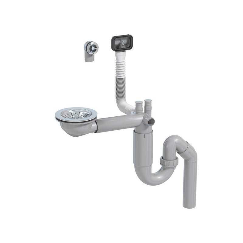  Ensemble vidage complet gain de place pour évier 1 cuve diamètre  80 mm  - Sanifer Tamatave