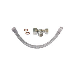  Kit robinet d'arrêt WC + flexible + joint laiton nickelé  - Sanifer Tamatave