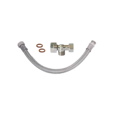  Kit robinet d'arrêt WC + flexible + joint laiton nickelé  - Sanifer Tamatave