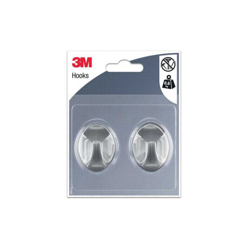  Lot de 2 crochets adhésif 3m argent 0 6 kg  - Sanifer Tamatave